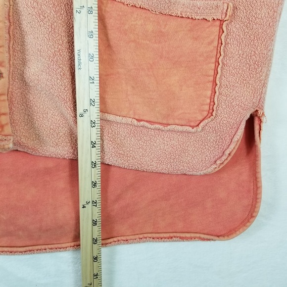 Free People Womens Coral Orange High Low Button Up Fleece Jacket Small OB1125265 - Picture 6 of 7